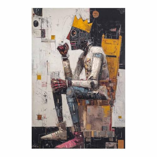 CUDAOO Leinwandbilder Moderne Kunst Abstrakte Wanddeko Kunstdrucke Roboterkönig für Schlafzimmer Home Wohnung Bild Wohnzimmer(Dunkelgrau287)-60x80cm Ungerahmt von CUDAOO