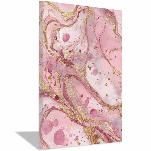 CUDAOO Leinwandbilder Moderne Kunst Abstrakte Wanddeko Kunstdrucke Rosa-goldene Muster für Schlafzimmer Home Wohnung Bild Wohnzimmer(Rosa293)-40x60cm Gerahmt von CUDAOO