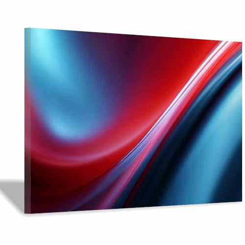 CUDAOO Leinwandbilder Moderne Kunst Abstrakte Wanddeko Kunstdrucke Rote und blaue Linien für Schlafzimmer Home Wohnung Bild Wohnzimmer(Rot05)-40x60cm Gerahmt von CUDAOO