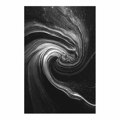 CUDAOO Leinwandbilder Moderne Kunst Abstrakte Wanddeko Kunstdrucke Schwarz-weißer Wirbel für Schlafzimmer Home Wohnung Bild Wohnzimmer(schwarz266)-20x30cm Ungerahmt von CUDAOO