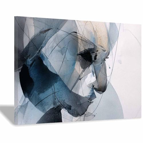 CUDAOO Leinwandbilder Moderne Kunst Abstrakte Wanddeko Kunstdrucke Tuschegesicht für Schlafzimmer Home Wohnung Bild Wohnzimmer(Dunkelgrün59)-40x60cm Gerahmt von CUDAOO