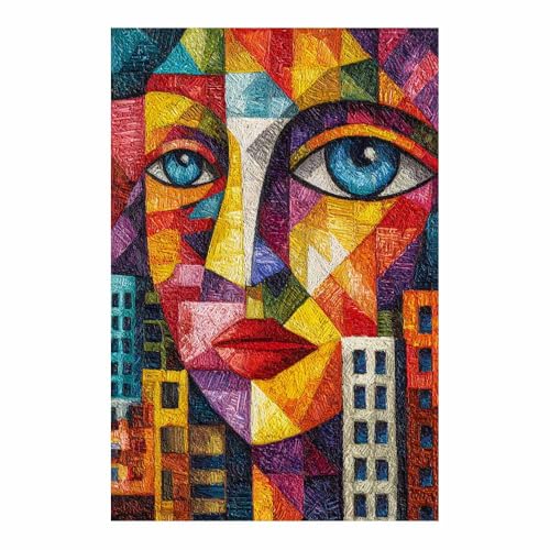 CUDAOO Leinwandbilder Moderne Kunst Abstrakte Wanddeko Kunstdrucke Urbanes Gesicht für Schlafzimmer Home Wohnung Bild Wohnzimmer(Mehrfarbige233)-40x60cm Ungerahmt von CUDAOO