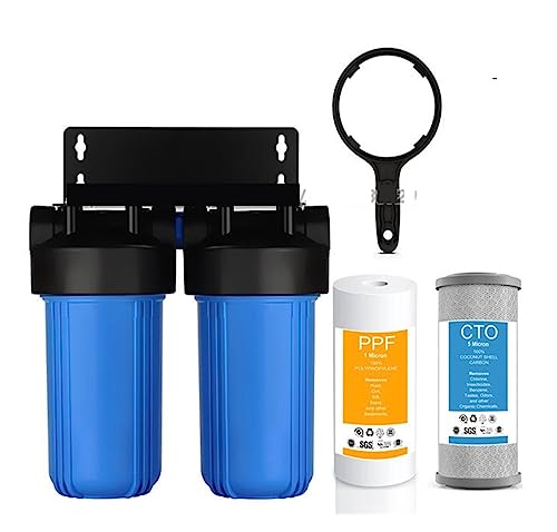 Wasserfiltersystem unter der Spüle 2-stufiges Wasserfiltrationssystem for das ganze Haus, mit Sediment-CTO-Filter (Chlor, Geschmack und Geruch), 1" Einlass/Auslass(Water Filtration) von CUDTAPI