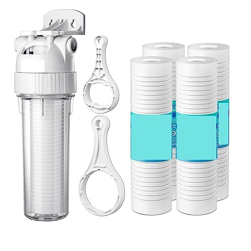 Wasserfiltersystem unter der Spüle Micron Sedimentwasserfiltersystem for das ganze Haus, Vorfilterreiniger, 10-Zoll-PPF-Baumwoll-Vorfilter(Host and 5x Filter) von CUDTAPI