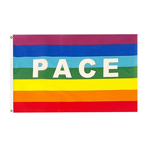 CUDU 100 x 70cm Pace Flagge Regenbogen Friedensflagge Symbol Frieden Friedensflagge- Peace Fahne flaggen mit Ösen, Bunt von CUDU