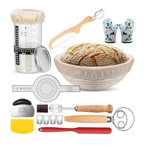 1 Set professionelle Backwerkzeuge, 24 oz Sauerteig-Starterglas, Gebäck, Mattenschaber, Brotschneidemesser, Handschuhe, for das DIY-Backset zu Hause(E) von CUDVOLHTU