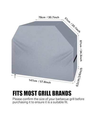 147 x 61 x 122 cm Grillabdeckung for Gasgrill, kompatibel mit Weber BBQ Char Broil Outback, wasserdicht, strapazierfähig, UV-beständig(Gray) von CUDVOLHTU