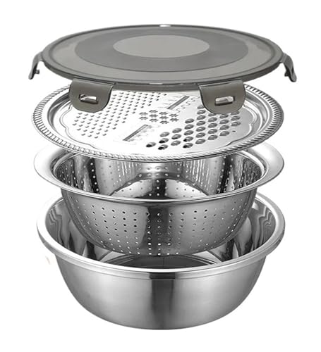 4-teiliges Set multifunktionale Küchenreiben for Käse, mit Abflussbecken aus Edelstahl, for Gemüse, Obst, Salat, Küchenartikel von CUDVOLHTU