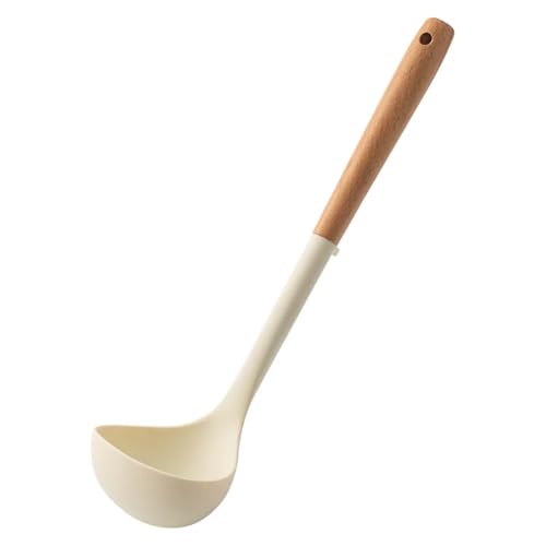 5 Stücke Silikon Holzgriff Kochwerkzeug Antihaft-Küchenutensilien Silikonspatel Backen Küchenutensilien Werkzeug(Ladle) von CUDVOLHTU