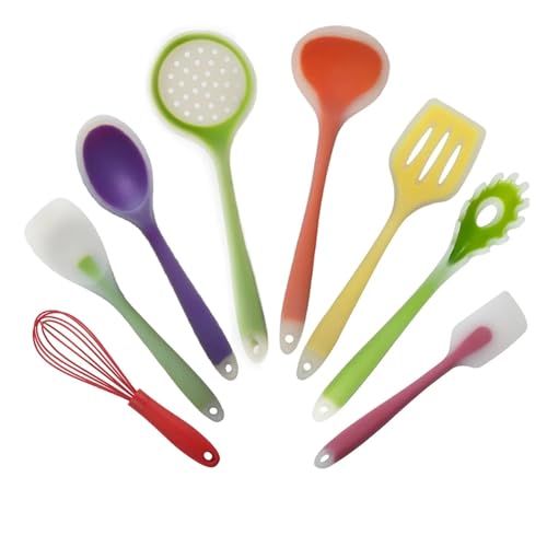 5 Teile/satz Silikon Kochutensilien Set Küche Kochen Werkzeuge Set Antihaft Silikon Backen Werkzeuge 5 Farbe(8pcs Set) von CUDVOLHTU