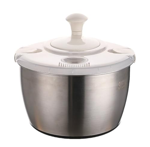 6L Salatschleuder Edelstahl Groß, Gemüsewaschmaschine Mit PP-Deckel for Obstwaschmaschine Pasta- Und Pommes-Schleuder Salattrockner von CUDVOLHTU