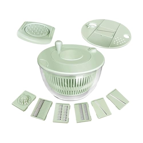Abtropfkorb und -schneider for Küchengemüse, verschleißfester Korb mit großer Kapazität for Salatschleuder(Green) von CUDVOLHTU