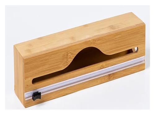 Bambus-Folienschneider, Mehrgitter-Folienschneider, Alufolie, einfache Aufbewahrungsbox, wandmontierte Küchenschneidebox(A(33.3X8X7CM)) von CUDVOLHTU