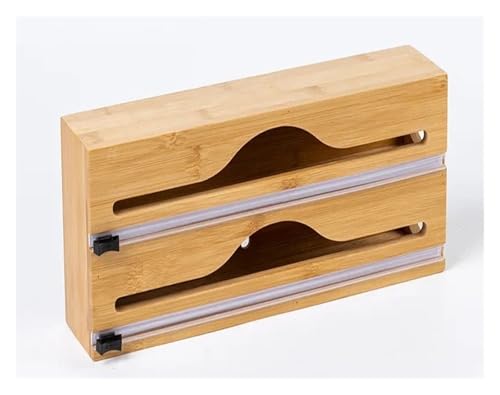 Bambus-Folienschneider, Mehrgitter-Folienschneider, Alufolie, einfache Aufbewahrungsbox, wandmontierte Küchenschneidebox(B(33.3X14X7CM)) von CUDVOLHTU