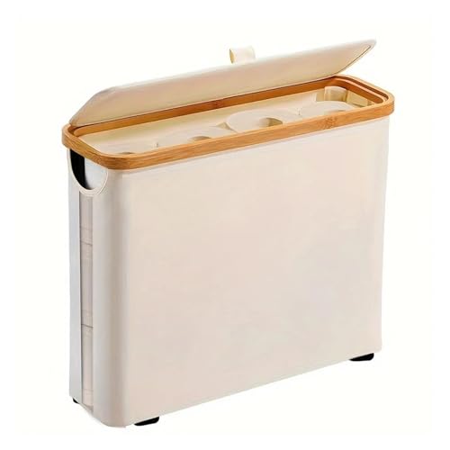 CUDVOLHTU 28L Toilettenpapieraufbewahrung Bambus, Toilettenpapierkorb mit Deckel Großer Toilettenpapierhalter(1pc Beige) von CUDVOLHTU