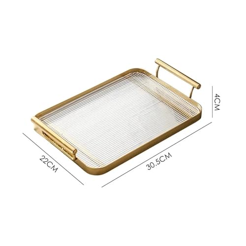 CUDVOLHTU Acryltablett im nordischen Stil, kreativer Dessertteller, modischer Nachmittagstee-Serviertablett, süßer Teller, Heimgebrauch(Golden Tray small Size) von CUDVOLHTU
