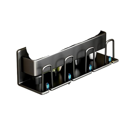 CUDVOLHTU Aluminium Punch Free Wandmontage, Elektrischer Zahnbürstenhalter Zahnpastabecher Aufbewahrungshaken Badezimmer(Black 4 Holder) von CUDVOLHTU