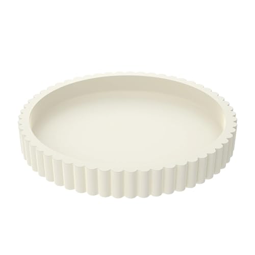 CUDVOLHTU Couchtischtablett, exquisites rundes dekoratives Tablett, multifunktionale Tischdekoration(White) von CUDVOLHTU