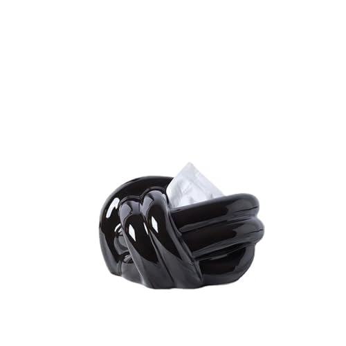 CUDVOLHTU Creative Life Knot Fun Taschentuchbox, Wohnzimmer Couchtisch Esstisch Schlafzimmer Keramik Papierbox(Bright Black Knot) von CUDVOLHTU