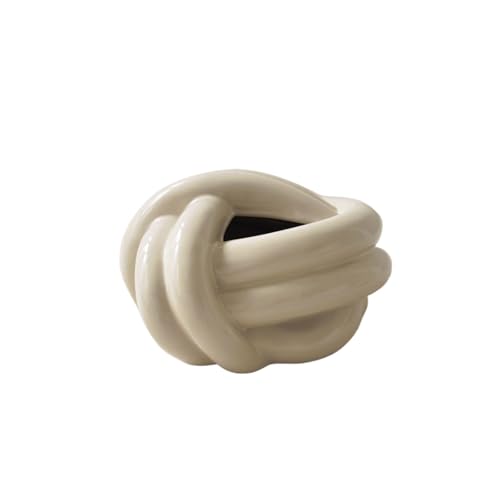 CUDVOLHTU Creative Life Knot Fun Taschentuchbox, Wohnzimmer Couchtisch Esstisch Schlafzimmer Keramik Papierbox(Cream Knot) von CUDVOLHTU