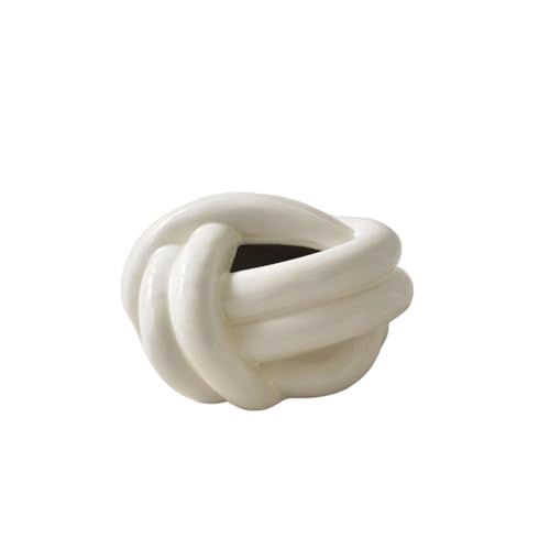 CUDVOLHTU Creative Life Knot Fun Taschentuchbox, Wohnzimmer Couchtisch Esstisch Schlafzimmer Keramik Papierbox(Milky White Knot) von CUDVOLHTU