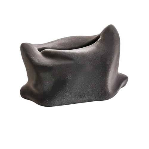 CUDVOLHTU Cremefarbene Taschentuchbox aus Keramik for den Haushalt, Schreibtischdekoration for das Wohnzimmer(Flocking ash) von CUDVOLHTU