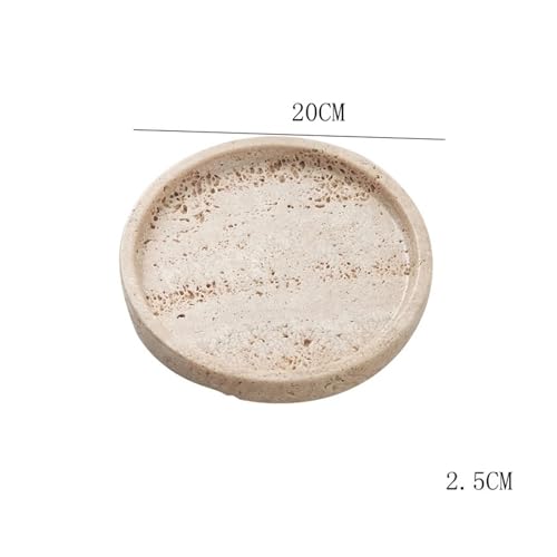 CUDVOLHTU Dekorationstablett aus natürlichem Höhlenstein im antiken Stil, rundes Aufbewahrungstablett im Marmorplattenstil(A-20CM) von CUDVOLHTU