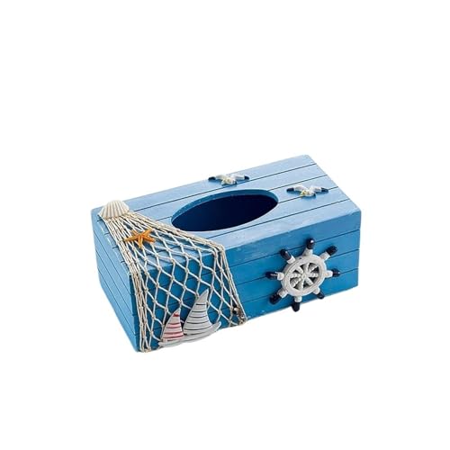 CUDVOLHTU Dekorative nautische Taschentuchbox aus Holz, Abdeckung, nautische Serviettenbox, Halter – rechteckig – strukturierte Oberfläche(A) von CUDVOLHTU
