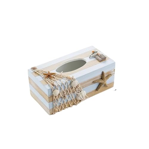 CUDVOLHTU Dekorative nautische Taschentuchbox aus Holz, Abdeckung, nautische Serviettenbox, Halter – rechteckig – strukturierte Oberfläche(B) von CUDVOLHTU