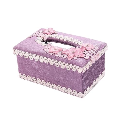 CUDVOLHTU Einfache süße Taschentuchbox aus Stoff, Dstring-Papierhandtuchhalter, europäischer SLE-Organizer(Dark Scented Tissue Box Purple) von CUDVOLHTU