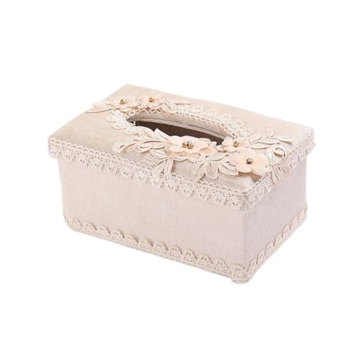 CUDVOLHTU Einfache süße Taschentuchbox aus Stoff, Dstring-Papierhandtuchhalter, europäischer SLE-Organizer(Dark Scented Tissue Box beige) von CUDVOLHTU