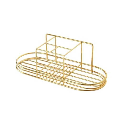 CUDVOLHTU Goldfarbener Zahnbürstenhalter, Regal for Badezimmer, Wandmontage, Aufbewahrung, Zahnpasta-Set, Rasierer-Organizer(A) von CUDVOLHTU