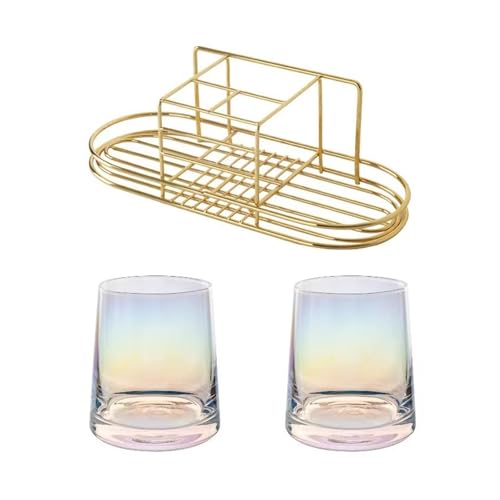 CUDVOLHTU Goldfarbener Zahnbürstenhalter, Regal for Badezimmer, Wandmontage, Aufbewahrung, Zahnpasta-Set, Rasierer-Organizer(B) von CUDVOLHTU