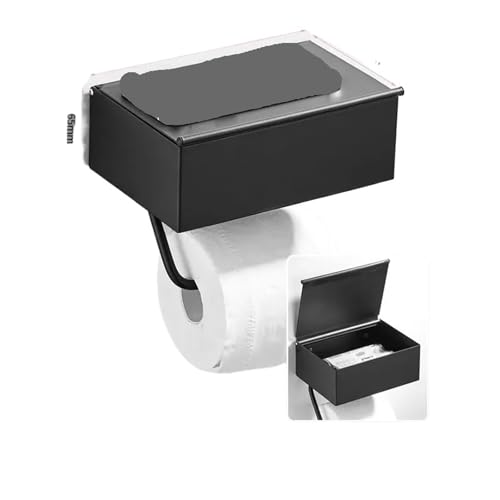 CUDVOLHTU Gun Gray 304 Edelstahl Badezimmer, Papierrollenhalter Wandmontierte Toilettenpapierbox(Black 1) von CUDVOLHTU