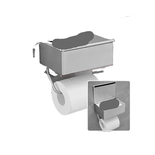 CUDVOLHTU Gun Gray 304 Edelstahl Badezimmer, Papierrollenhalter Wandmontierte Toilettenpapierbox(Nickel) von CUDVOLHTU
