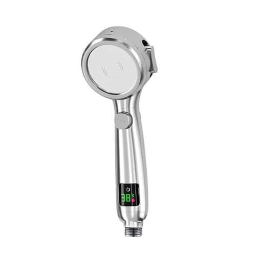 CUDVOLHTU Handbrause mit Druckregulierung, Druckbrause, Digitale LED-Temperaturanzeige(Silver) von CUDVOLHTU