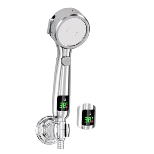 CUDVOLHTU Handbrause mit hohem Druck for Badezimmer, Einstellbarer Strahl, Digitale LED-Temperaturanzeige(Sxhs-Sliver) von CUDVOLHTU