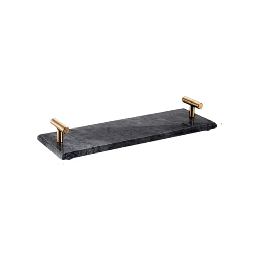 CUDVOLHTU Kompatibel mit AhunderJiaz Naturmarmor, Schmucktablett, Schminktisch mit goldenen Griffen, Badezimmer(Black) von CUDVOLHTU