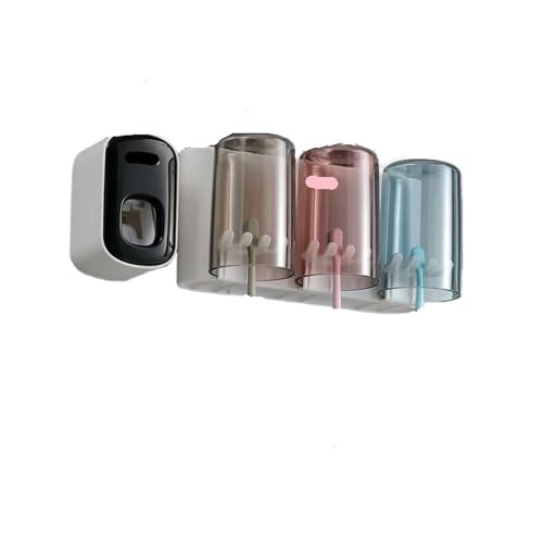 CUDVOLHTU Kompatibel mit ECOCO Badezimmer-Zahnbürste, Halter-Organizer mit Zahnpasta-Auspresser und Wandhalterung(3cups Black Squeezer) von CUDVOLHTU