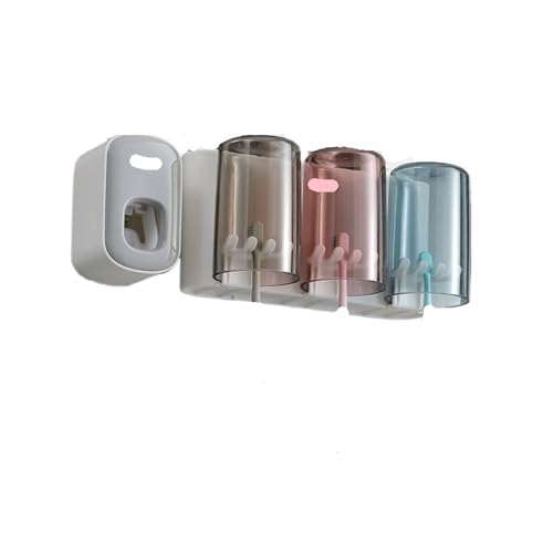 CUDVOLHTU Kompatibel mit ECOCO Badezimmer-Zahnbürste, Halter-Organizer mit Zahnpasta-Auspresser und Wandhalterung(3cups Grey Squeezer) von CUDVOLHTU