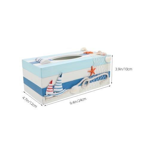 CUDVOLHTU Korb Mediterrane dekorative Taschentuchbox, Serviettenhalter am Meer, nautischer Leuchtturm aus Holz for den Schreibtisch(Multi) von CUDVOLHTU