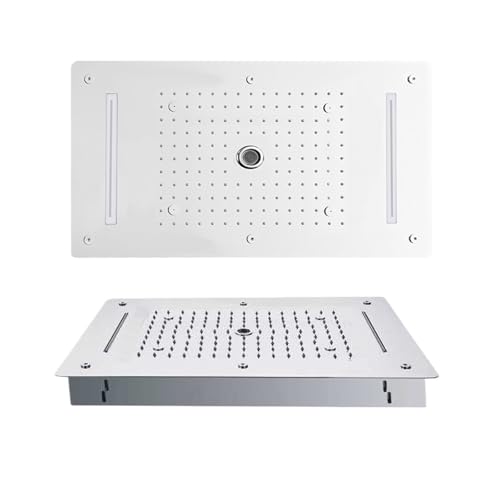 CUDVOLHTU LED-Deckenduschkopf 27,56" x14,96, Mattschwarz Eingebettete Duschkopfmassage(MRROR) von CUDVOLHTU