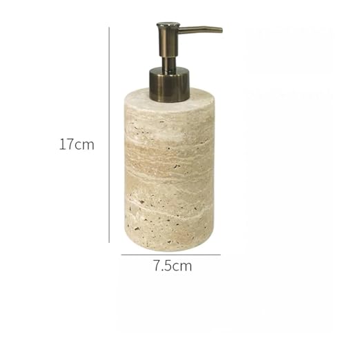CUDVOLHTU Luxus-Travertin-Badezimmer, Zahnbürstenhalter, Seifenspender, Schale aus natürlichem Marmor(Bottle Right Angle) von CUDVOLHTU