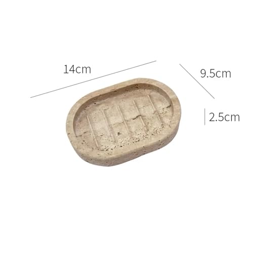 CUDVOLHTU Luxus-Travertin-Badezimmer, Zahnbürstenhalter, Seifenspender, Schale aus natürlichem Marmor(Soap Tray Ellipse) von CUDVOLHTU