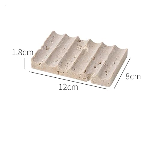 CUDVOLHTU Luxus-Travertin-Badezimmer, Zahnbürstenhalter, Seifenspender, Schale aus natürlichem Marmor(Soap Tray Wave) von CUDVOLHTU