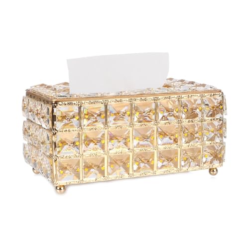 CUDVOLHTU Quadratische Kristallwürfel-Serviette, Spender-Serviettenbox im europäischen Stil, Taschentuchbox(Gold) von CUDVOLHTU
