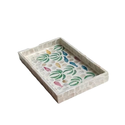 CUDVOLHTU Rattan-Snacktabletts for den Haushalt, handbemaltes Muscheltablett, dekorativ(C2) von CUDVOLHTU