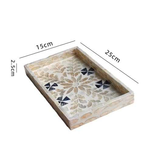 CUDVOLHTU Rattan-Snacktabletts for den Haushalt, handbemaltes Muscheltablett, dekorativ(C7) von CUDVOLHTU