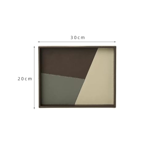 CUDVOLHTU Rechteckiges Tablett aus Leder, Wohnzimmer, Teetisch, Badezimmer, Toilettentisch, Tassenablage(B-S) von CUDVOLHTU