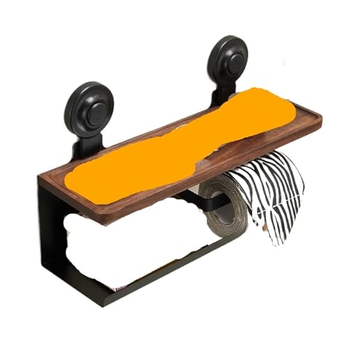 CUDVOLHTU Saugnapf-Walnuss-Taschentuchhalter, Toilettenpapierbox aus Massivholz, Toilettenpapier-Aufbewahrungsregal(Style D) von CUDVOLHTU